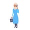 Arabic woman phone calling arab businesswoman holding briefcase wearing traditional clothes female cartoon character