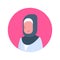 Arabic Woman Profile Avatar Icon Arab Female, Portrait Muslim Lady Face