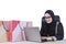 Arabic woman using laptop for shopping online