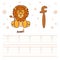 Arabic worksheet alphabet tracing letter learning with a lion