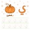 Arabic worksheet alphabet tracing letter learning with a pumpkin
