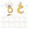 Arabic worksheet alphabet tracing letter learning with a ring