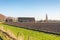 Arable farm and barn in autumn