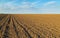 Arable land, agricultural landscape plowed.