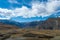 Arable land arabilis farmland meadows for mowing or pasture after harvest. Yellow Agricultural field cultivated farm. Himalayas