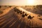 Arabs with Camels Tour in the Sahara Desert with Guided Berber Dubai Tour in Morning. Sunrise. Generative Ai