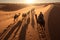 Arabs with Camels Tour in the Sahara Desert with Guided Berber Dubai Tour in Morning. Sunrise. Generative Ai