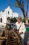 ARACATACA, COLOMBIA - FEBRUARY 1, 2024: Senior woman tourist next to the monument in honor to the Colombian Nobel Prize of