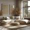 Arafed couch with pillows and pillows on a rug in a room, Canvas wall display