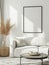 Arafed white couch in a living room with a coffee table, Art canvas display