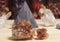 Aragonite Carbonate Crystals With Pyramid in Background