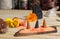 Aragonite Crystal With Incense and Stone Pyramid on Meditation Altar