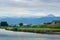 Arakawa river with mount Fuji at Kofu in summer