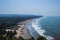 Arambol beach top view, palms, beach and Arabian sea, Goa, India