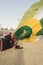 ARANJUEZ, SPAIN - OCTOBER 14, 2017, Man inflating aerostatic balloon. balloon festival Aranjuez, Spain, Organized by the ballon c