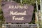 Arapaho national forest sign in colorado