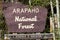 Arapaho national forest sign in colorado