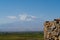 Ararat mountain vineyards view. Grape field in Ararat valley. View from Khor Virap to Mount Ararat. Armenia picturesque mountain