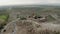 Ararat Province, Armenia, October 15, 2021 - Aerial view of Khor Virap monastery in Ararat Plain with Armenian flag