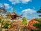 Arashiyama cityscape with pagoda autumn, Japan