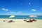 Arbatax,Italy - June14, 2008:  Bathers on the beach of Arbatax in Sardinia