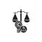 Arbitration court glyph black icon. Intellectual property infringement concept. Copyright law element. Sign for web page, mobile