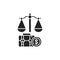 Arbitration court glyph black icon. Judiciary concept. Employment law element. Sign for web page, mobile app, button