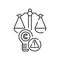 Arbitration court line black icon. Intellectual property infringement concept. Copyright law element. Sign for web page, mobile