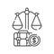 Arbitration court line black icon. Judiciary concept. Employment law element. Sign for web page, mobile app, button. logo