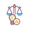 Arbitration court line color icon. Intellectual property infringement concept. Copyright law element.