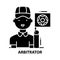 arbitrator icon, black vector sign with editable strokes, concept illustration