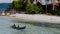 Arborek Island, Raja Ampat, October 10, 2016: local kids in a boat on Arborek Island in Raja Ampat, West Papua