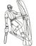Arborist or Tree Surgeon Climbing Tree with Chainsaw Continuous Line Drawing