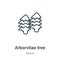 Arborvitae tree outline vector icon. Thin line black arborvitae tree icon, flat vector simple element illustration from editable