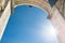 Arc de Triomphe on blue sky in Paris