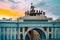 Arc de Triomphe of the General Headquarters Building on Palace Square. Saint Petersburg .Russia