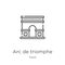 arc de triomphe icon vector from travel collection. Thin line arc de triomphe outline icon vector illustration. Outline, thin line