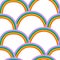 Arc summer whimsical rainbow seamless pattern. Modern groovy hippie abstract arch vibrant background. Childish hippie