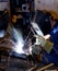 Arc welding in a factory