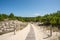 Arcachon Bay, France. Access to the beach La Salie near the dune of Pilat