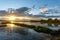 Arcachon Bay, France. The salt meadows of Ares at sunset