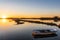 Arcachon Bay, France. Sunset on salt meadows near Cap Ferret