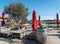 Arcachon Bay, France. Terrace of an oyster cabin in the oyster port of Gujan Mestras