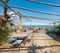 Arcachon Bay, France. Terrace of an oyster cabin in the oyster village of L`Herbe