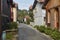 Arcachon bay. LÂ´Herbe picturesque oyster village. Colorful houses. Aquitaine, France