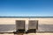 Arcachon, France, bike path and public benches on the beach