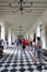 The arcade corridor built over the river Cher. A long room which is part of Chateau de Chenonceau