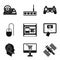 Arcade game icons set, simple style