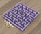 Arcade maze video game on wooden plank 3d render illustration
