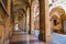 Arcade in medieval town of Bologna, Italy